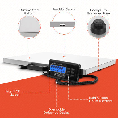 Houseables Shipping Scale, Platform Scale, Industrial, Heavy Duty, 400 LB, Weight Machine for Luggage, Packages, Postal, Floor, Commercial, Package, Business, Weighing, Large Platform, Digital, 22x18