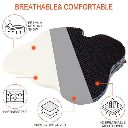 ZHOOGE Car Seat Cushion Pillow, Memory Foam Driver Seat Cushion Car Seat Pad, Wedge Seat Cushion for Office Chairs, Kitchen Chairs, Recliner (Black)