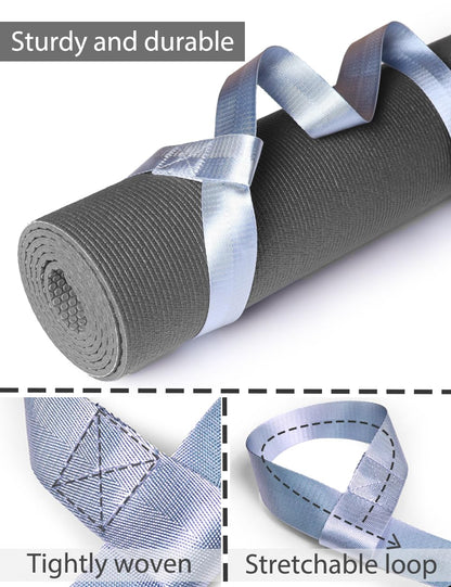 Yoga Mat Strap with Carabiner Clip, Adjustable Carrier for Yoga Mats, Sky Blue [MAT NOT Included]