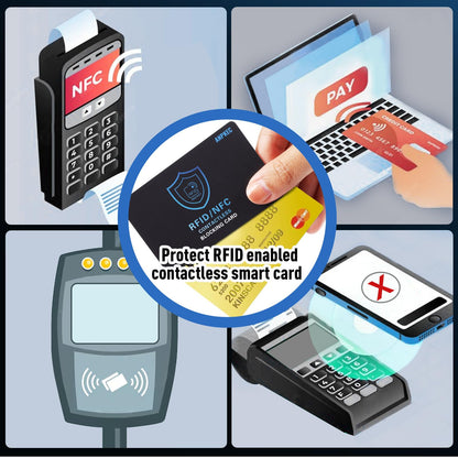 ANPKEC RFID Blocking Card (5 Pack), Slim RFID & NFC Blocker for Men & Women - 1 Card Protects Entire Wallet/Purse, Contactless Debit/Credit Card & Passport Protector