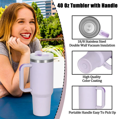15 Pack 40 Oz Tumbler with Handle and Straw Bulk, 40 Oz Tumbler Stainless Steel Vacuum Insulation Keep Hot and Cold, 40 Oz Travel Coffee Mug with Silicone Spill Proof Stopper Set, Individually Boxed