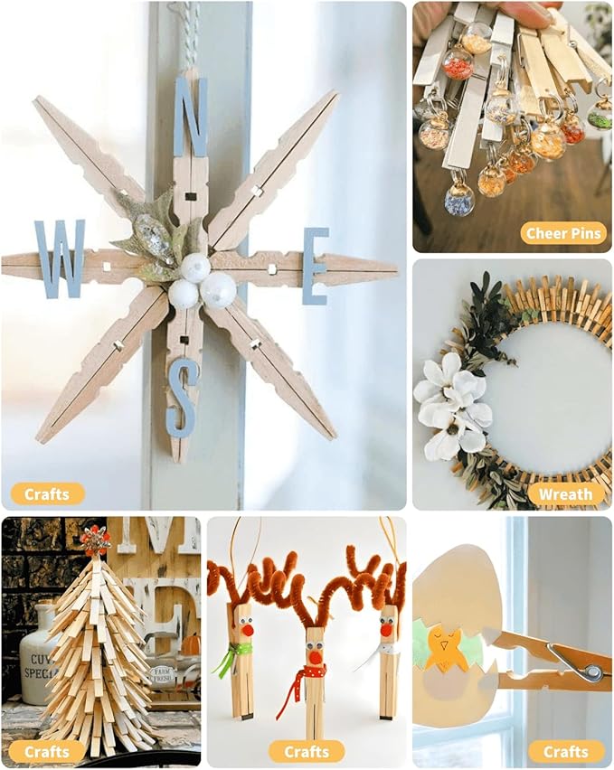 Large Clothes Pins Wooden Clothespins, 4 Inch 48 Pack Heavy Duty Outdoor Pegs