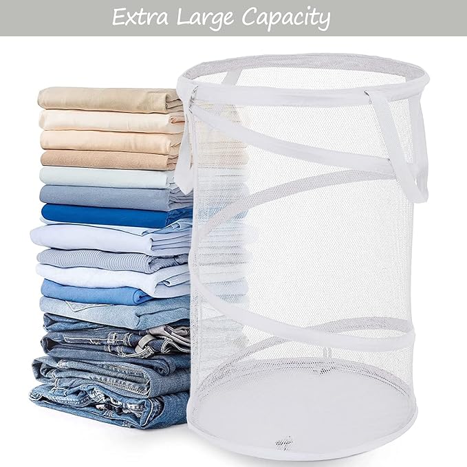 BATTOO 2 Pack Large Collapsible Laundry Basket Foldable Mesh Pop Up Hamper