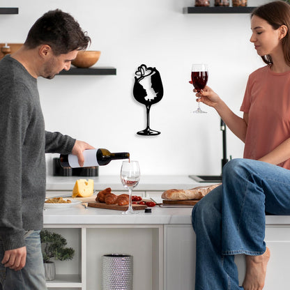 Kas Home Abstraction Wine Cup Metal Wall Art (6.6L x16W)