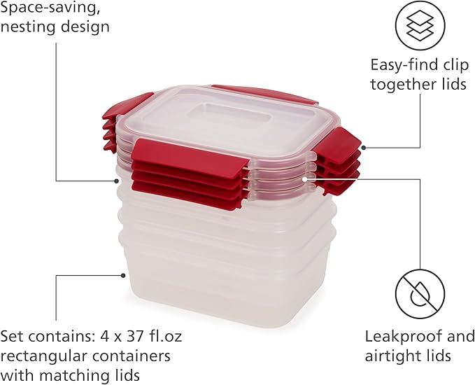 Joseph Joseph Nest Lock 8-piece Plastic BPA Free Food Storage Container Set