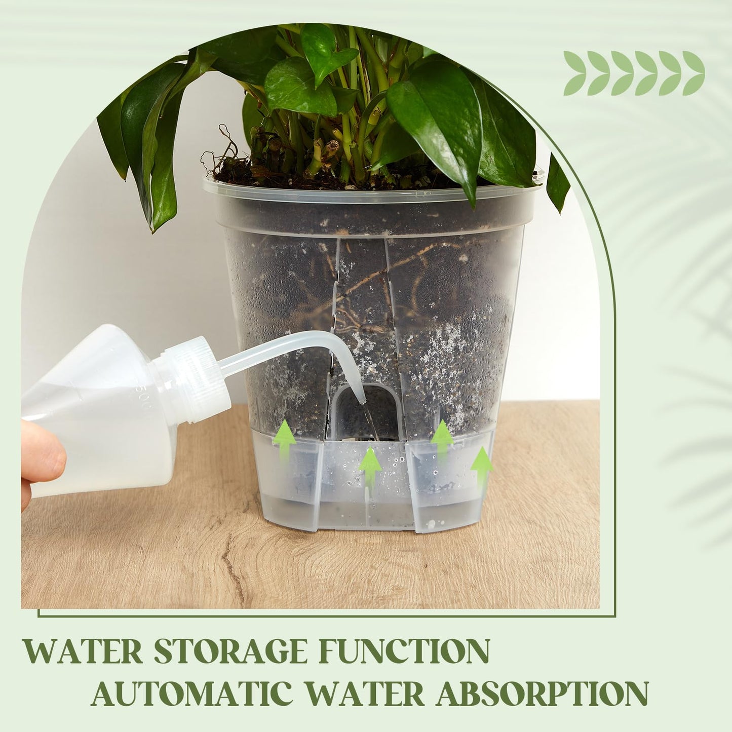 Wonderjune Self Watering Pots for Indoor Plants with Deep Reservoir and High Drainage Holes for Outdoor Plants and Flowers, Bare Root Planter(4.72'', 5.91'', 7.09'',Clear,9 Pcs)