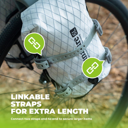QUNATURE 2-Pack TPU 18" Tie-Down Utility Straps with 8-Figure Design Heavy-Duty 220 lb Load, Adjustable for Bike, Moto, Skis & Outdoor Gear No Scratch, Temperature Resistant, Rock ash
