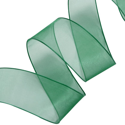VATIN Forest Green Organza Wired Ribbon, 1-1/2" Green Sheer Ribbon with Metallic Edge for Christmas Tree Decoration Gift Wrapping Wedding Crafts -25 Yards