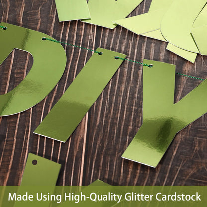 TaoBary 112 Pcs DIY Letter Kit Glitter Customizable Banner Letters Include 107 Letters and Numbers 3 Rope and 2 Needles for Birthday Halloween Christmas Wedding Valentine Party Decor(Bright Green)