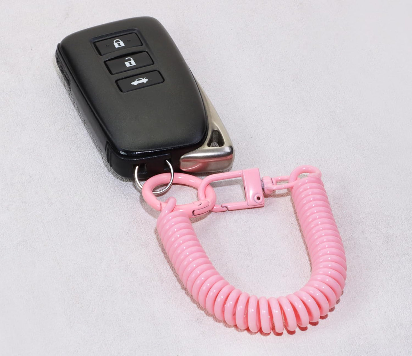 Mini Skater Retractable Coil Spring Keychain Stretchy Spirals Keyring for Work Keys ID Badge, Pack of 10 (Pink)