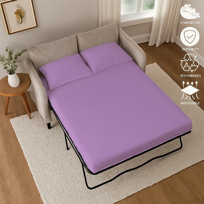 Sleeper Sofa Bed Sheet, 100% Cotton 400 Thread Count, 4 Piece Set, Deep Pocket