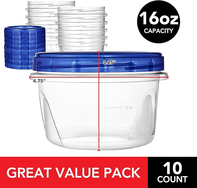 Stock Your Home 16oz Plastic Containers