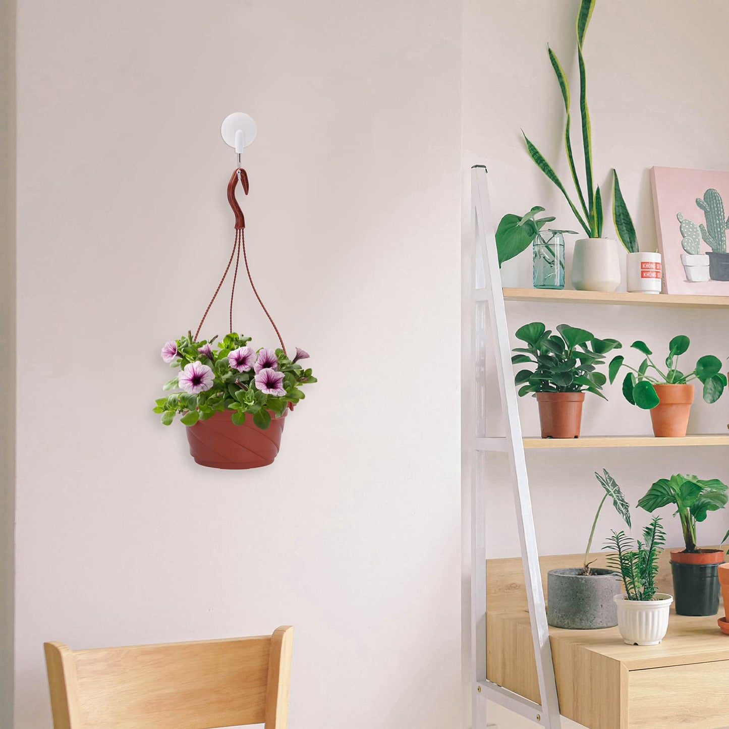 DOITOOL 10 Sets Plastic Hanging Planter Pots Small Hanging Flower Pot, Orchid Pots 6.7 Inch Chain Baskets for Outdoor Indoor Plants and Balcony Decoration (Coffee)