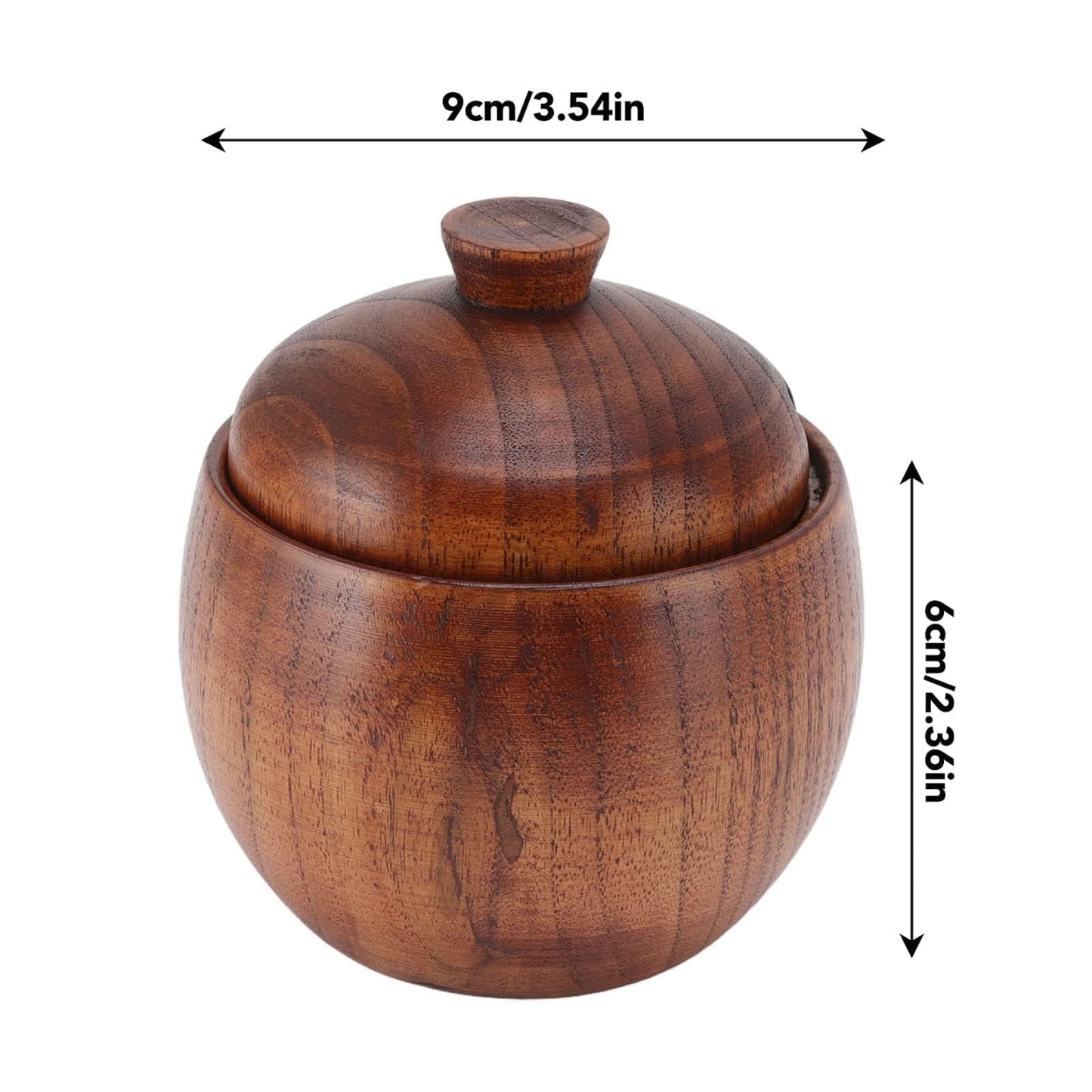 Wooden Salt Box with Lid Spoon, Sugar Bowl Seasoning Container Holder Salt Spice Jar Box Salt Keeper, Pepper, Tea Container for Kitchen Countertop Restaurant