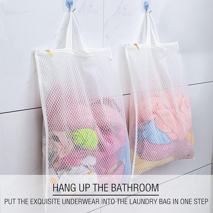 Tenrai Laundry Bag Mesh Wash Bag，Use YKK Zipper，Tote Bag Bathroom Hanging