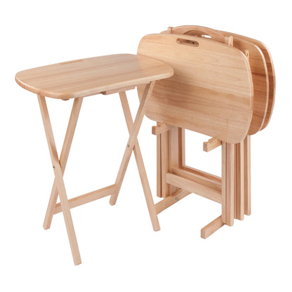 Winsome Lucca Set of 4 Foldable Snack Tables with Storage Rack, Easy to Store Portable Fold Up Table Set for Kitchen, Living Room TV Dining, Crafts, Puzzles, Work from Home