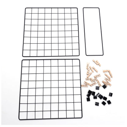 BEKMLOD Photo Display Rack, Note Display Rack, Double sided Photo Metal Rack, Desk Photo Manager, With 20 Wooden Clips, Black