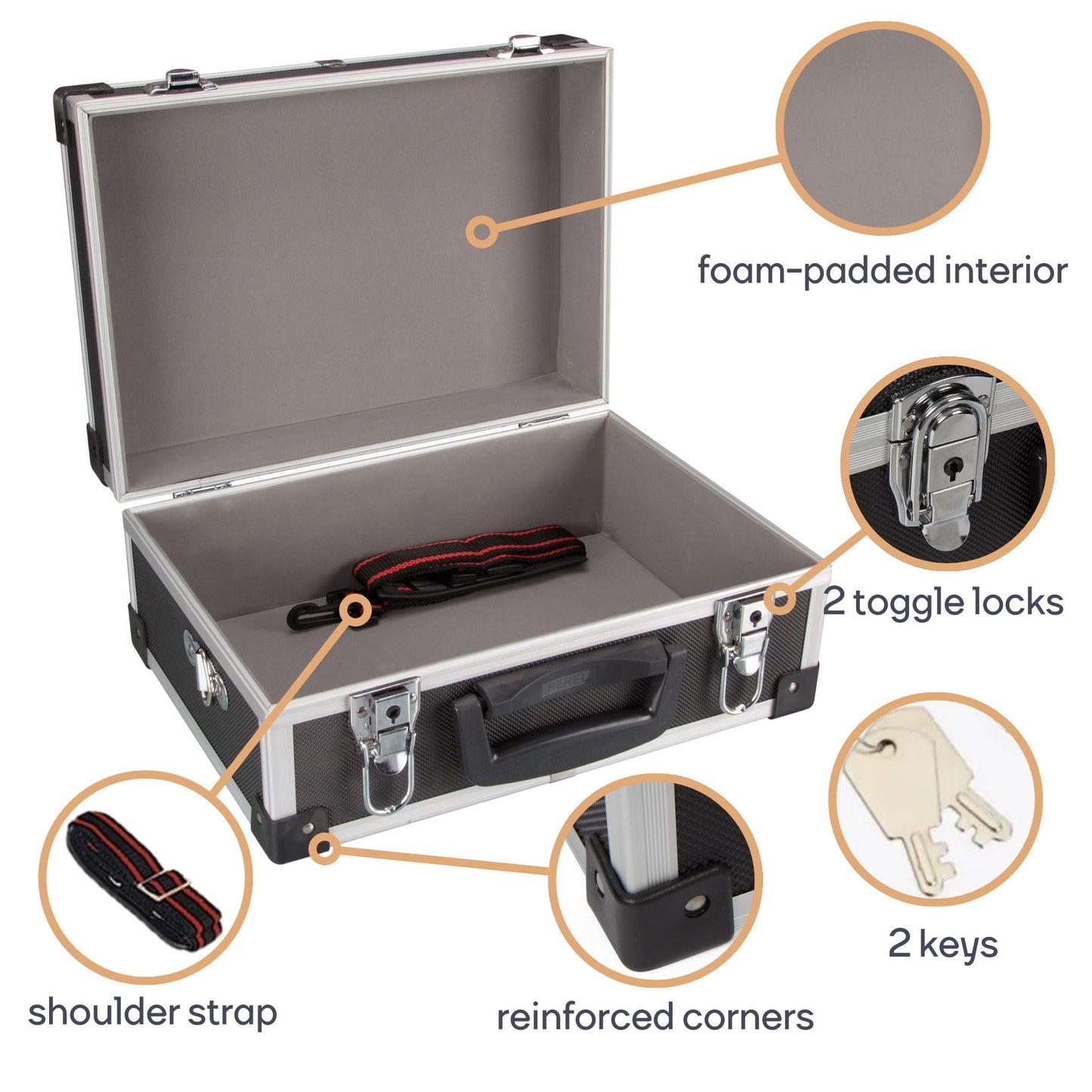 Perel 1821-N Aluminium Tool Case, 320 x 230 x 155 mm