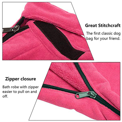 Morezi Dog Bathrobe Towel, Dry Fast Dog Bag, Microfibre Fast Drying Super Absorbent Pet Dog Cat Bath Robe Towel - Red - Small
