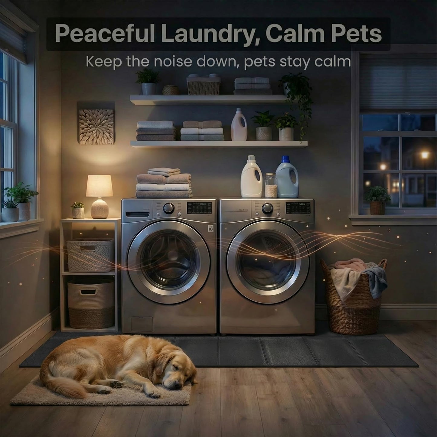 Foldable High-Density Washer Dryer Mat, 68 x 29.5 in, Noise Reduction Anti-Vibration Mat, Waterproof & Non-Slip, Floor Protection – Ideal for Late-Night Laundry & Pet-Friendly Homes