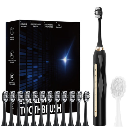 Adult Sonic Electric Toothbrush, USB Rechargeable Sonic Toothbrush, with 12 Brush Heads, 5 Modes, Equipped with Cleaning Brush, Brushing and Washing Two in one