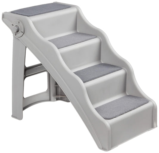 Amazon Basics Foldable Dog Steps for Bedroom and Sofa, Grey, 60.7 x 40.9 x 50.2 cm