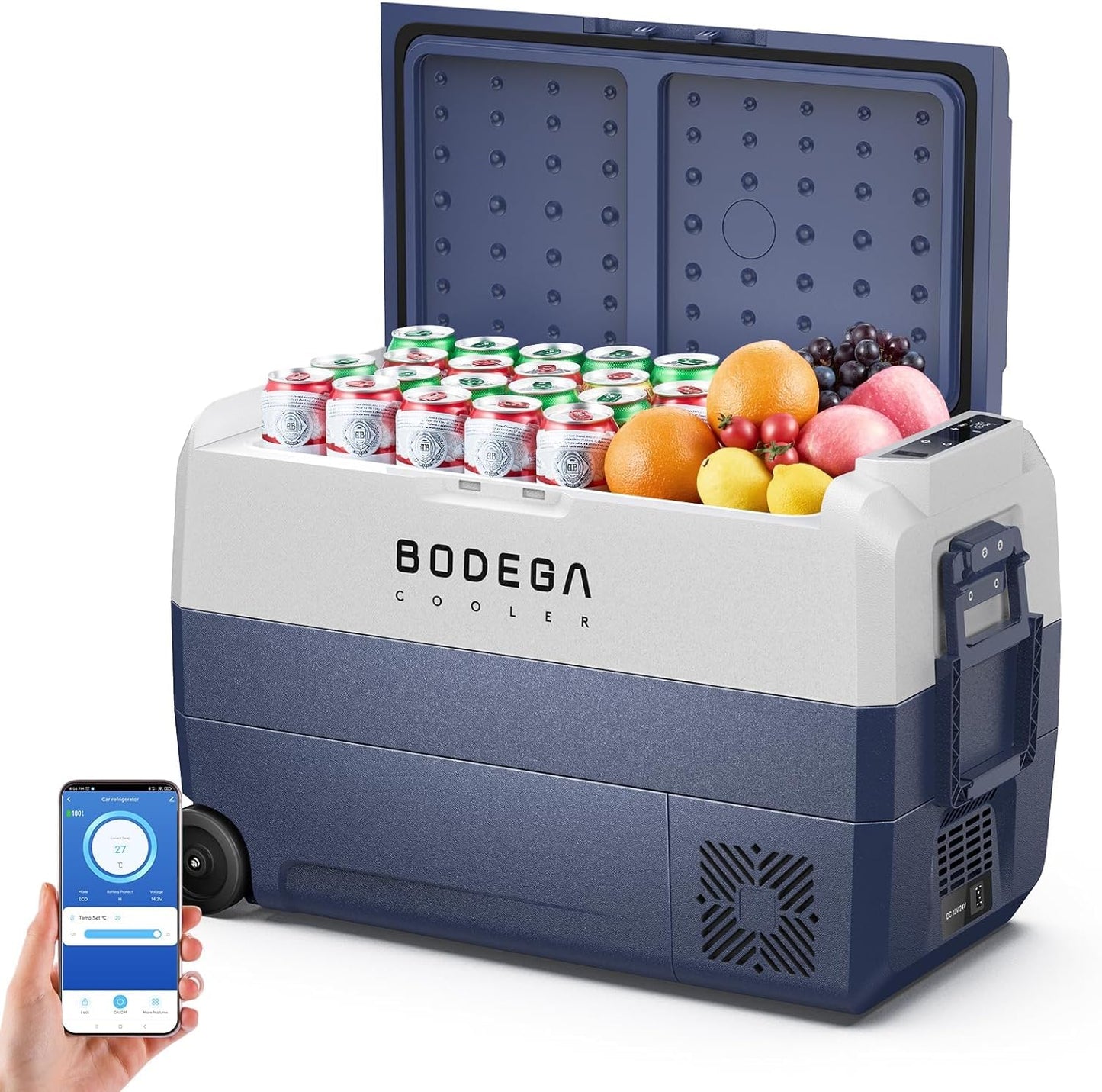 BODEGACOOLER 12 Volt Car Refrigerator,53Quart RV Fridge APP Control, Portable Car Freezer, (50L) -4℉-68℉ RV Electric Compressor Cooler 12/24V DC and 100-240V AC for Outdoor,Camping,Travel,Road Trip