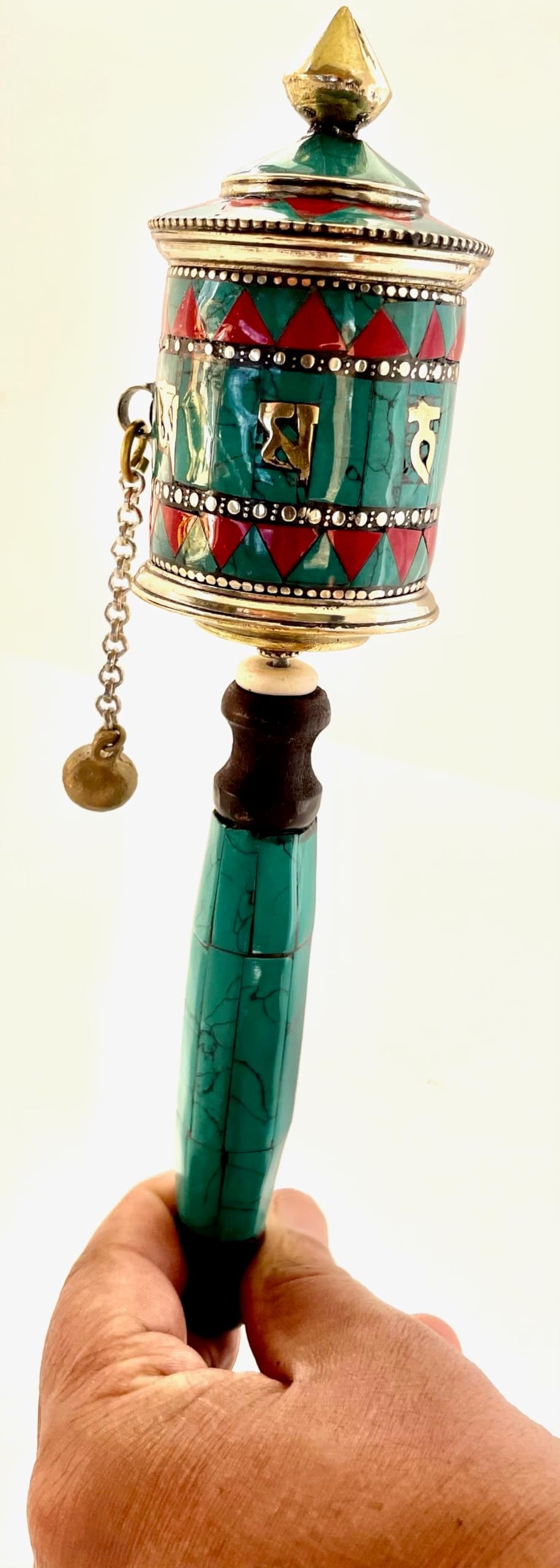 Himalayan Craft Tibetan Buddhist Prayer Wheel Hand Carved Copper Relaxation Meditation Yoga Handheld Spinner Wheel Set Om Mani Padme Hum Mantra Inside - Handmade In Nepal