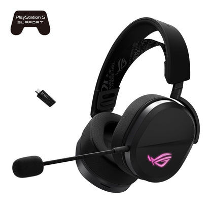 ASUS ROG Pelta Wireless Gaming Headset with Detachable Mic – Tri-Mode (BT, 2.4GHz, USB-C) 50mm Titanium-Plated Drivers, 70Hr Battery, Ergonomic, Lightweight, for PC, PS5, PS4, Switch, Mobile - Black