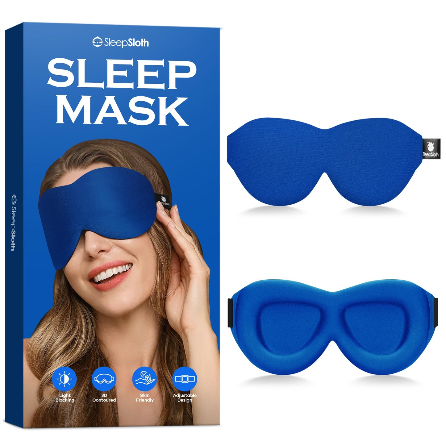 Sleep Eye Mask for Men Women, 3D Contoured 100% Blackout Eye Mask for Sleeping with Adjustable Strap, Soft and Comfortable Night Blindfold, Shade Cover for Travel Shift Work Nap, Black