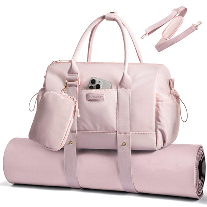 LOVEVOOK Small Gym Bag for Women with Yoga mat Holder, Mini Duffle Bag for Travel with Wet Pocket, Overnight Personal Item Bags, Lightweight Carry on Weekender Duffel for Workout, Dance, Ballet