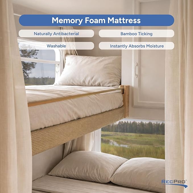 RecPro RV Bunk Bed Mattress Memory Foam Mattress 6" Gel Infused w/Bamboo