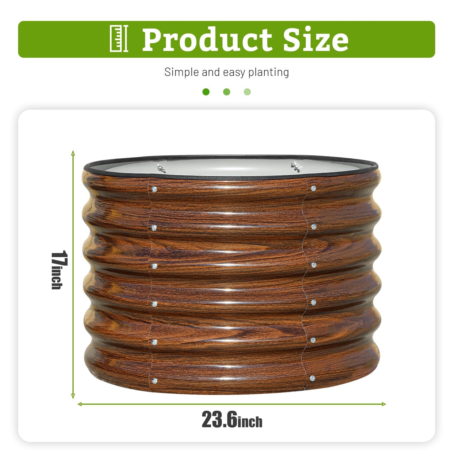 SnugNiture Raised Garden Bed, 2×2×1.5ft Round Galvanized Outdoor Planter Box, 17" Tall Deep Metal Garden Bed Kit for Planting Vegetables, Fruits, Flowers, Brown