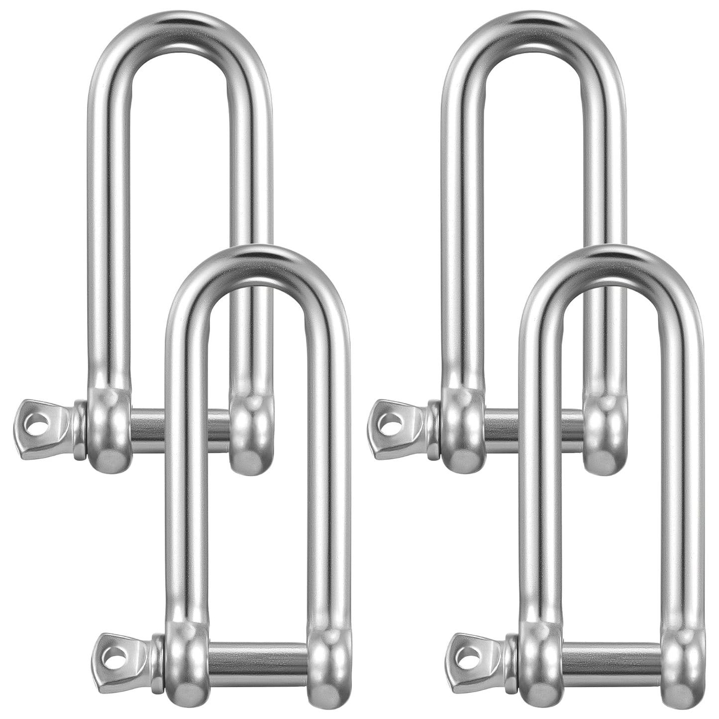 Otoolling 4 Pack Stainless Steel 316 Long D-Shackles 1/2 (12mm) Stainless Steel Long D-Shackles, Marine Grade