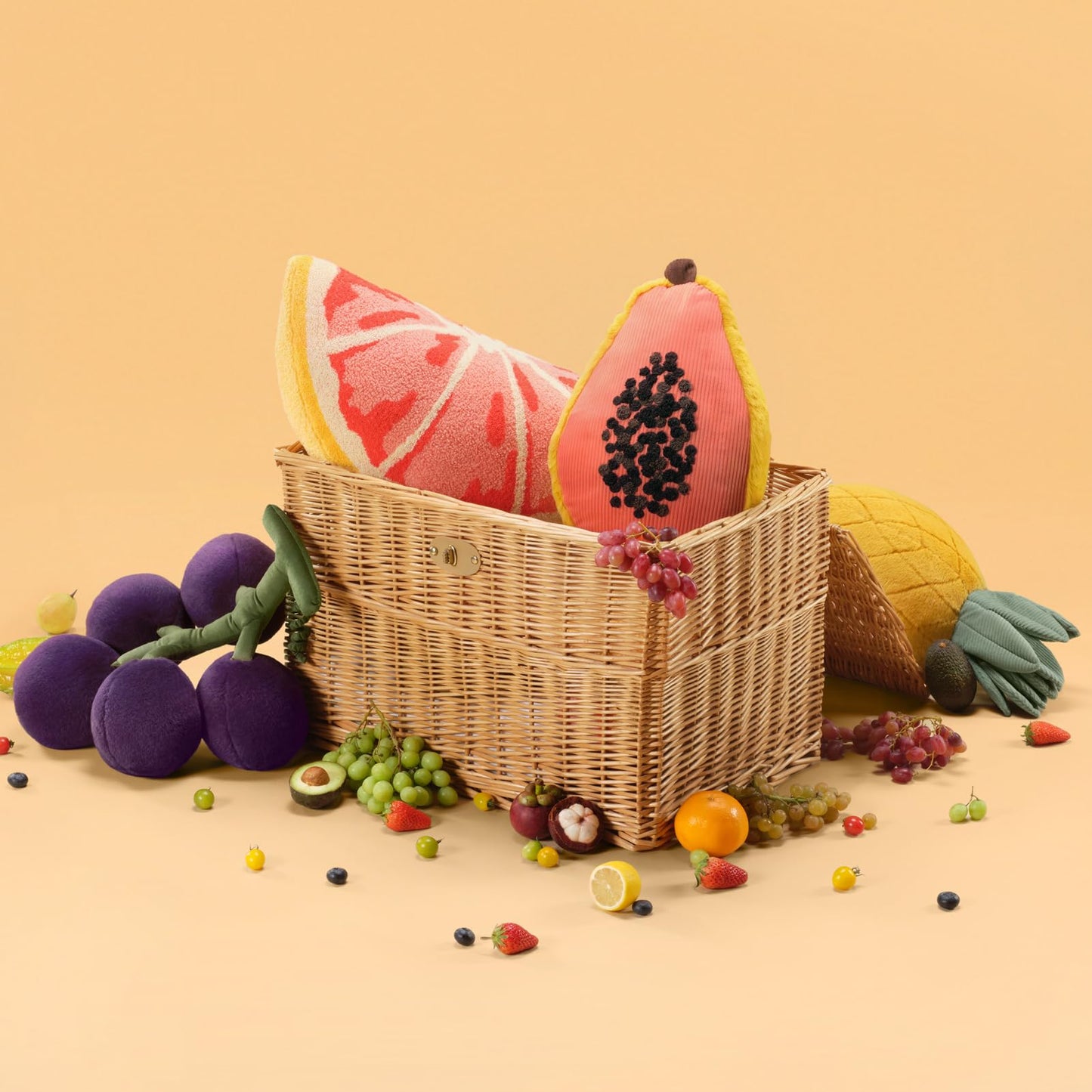 Phantoscope Papaya Shaped Throw Pillow, Fruit Themed Cushion for Couch, Bed and Chair, Pink, 10 x 15 inches