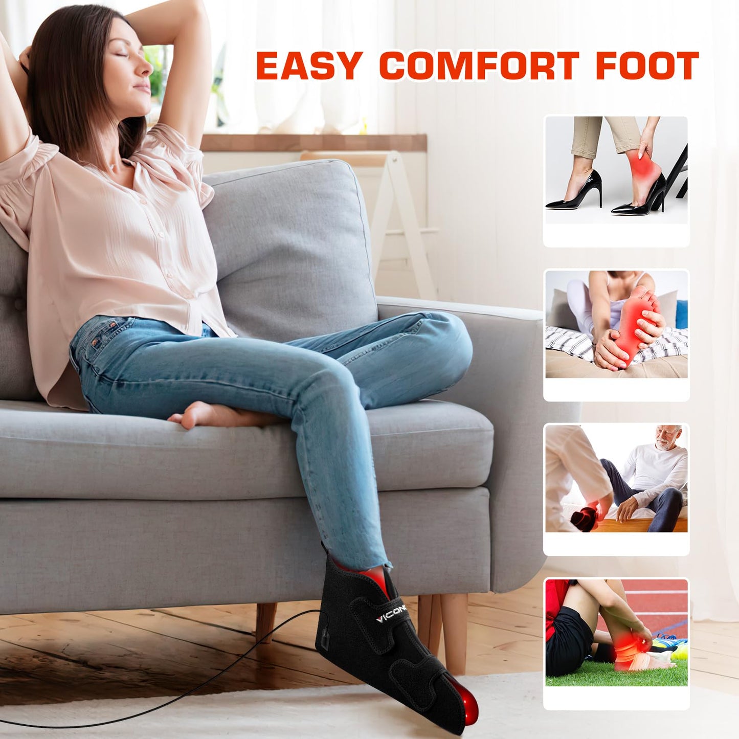 Viconor Red Infrared Light Therapy for Feet, Red Light Therapy Shoe Led Near Infrared Light Boots