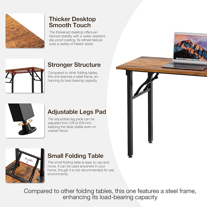 TEMI Long Computer Desk Folding Table
