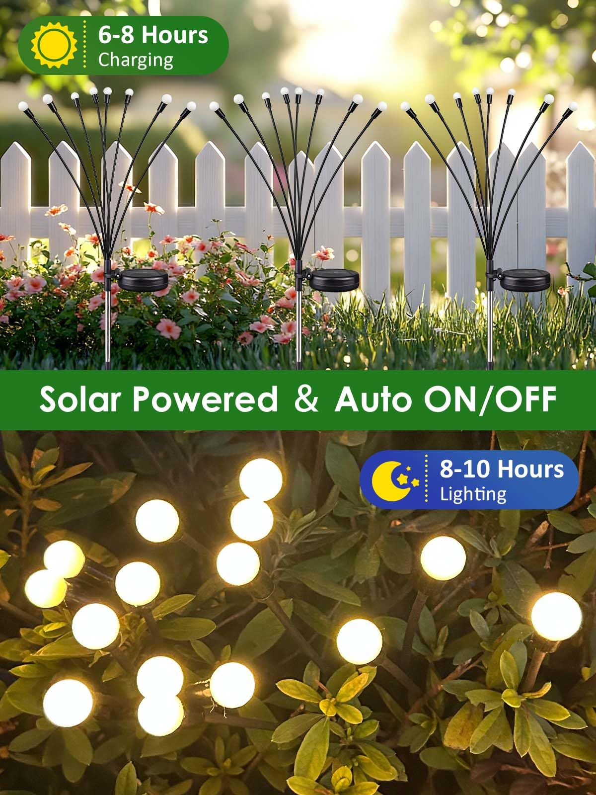 2026 Upgraded Solar Lights Outdoor, 6 Pack Solar Garden Lights with 2 Modes, Firefly Lights Outdoor Waterproof, Sway by Wind, Twinkle Firefly Light for Yard Patio Path Garden Decoration (Warm White)