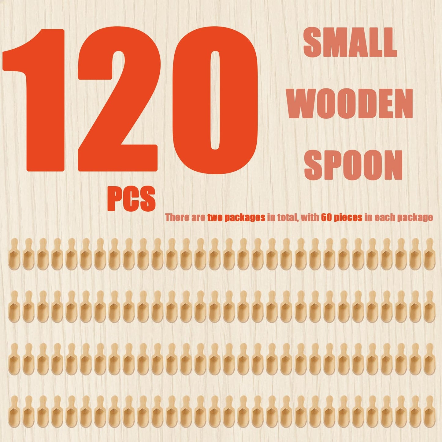 120 Pack Mini Wooden Scoops, Small Bamboo Spoons for Jars, Bath Salts, Sugar Scrubs – Bulk Wooden Scoops