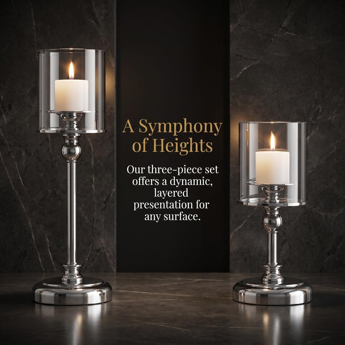 Oakernel Sliver Hurricane Candle Holders - Set of 6 Tall Candlestick Holders Windproof Taper Candle Holders, Metal Stand for Table Centerpiece Outdoor Indoor Wedding Party Holiday Decor