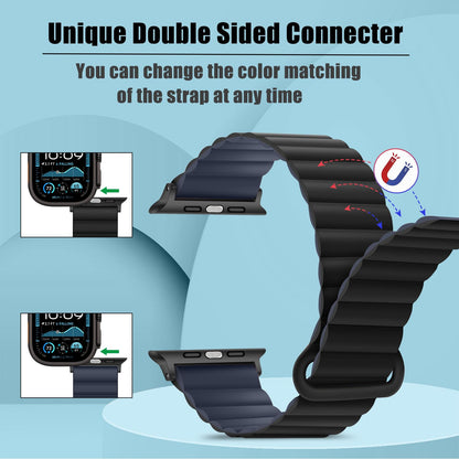 HITZEE Compatible with Apple Watch Strap 49/46/45/44/42/41/40/38mm, Double Sided Wearable Magnetic Band Compatible for iWatch Ultra 3/2/1 Series 11 10 9 8 7 SE3 6 5-1 (42/44/45/46/49, Dark Blue-B)