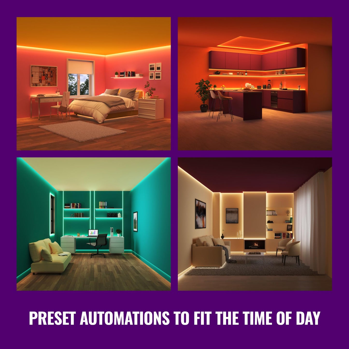 WiZ LED Smart Light Strip - Sunset to Sunrise Automation + Preset Light Modes + Control with Voice or App, Full Color RGB, Works with Alexa, Google Home, and HomeKit - 100 ft Cut to Fit