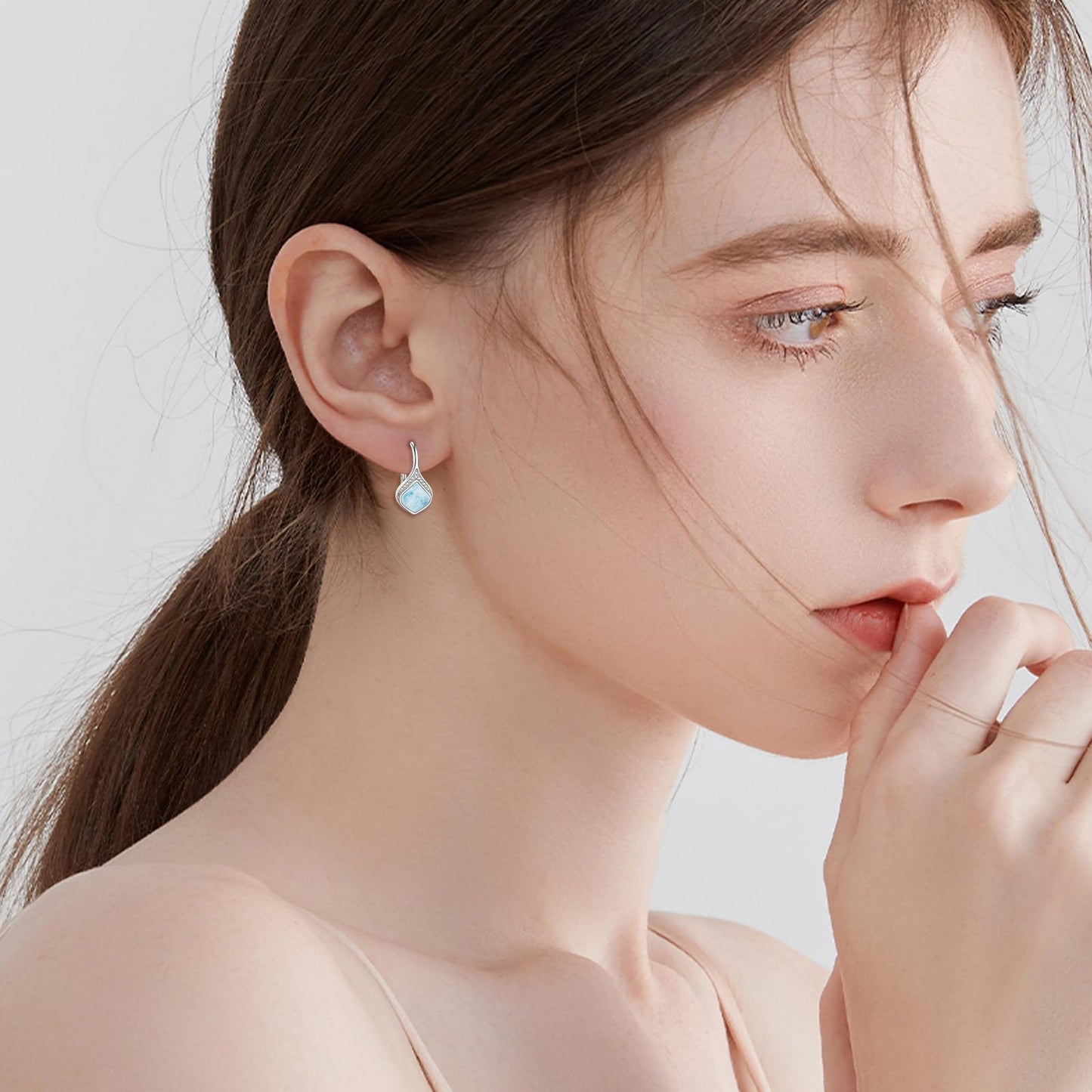 Larimar Jewelry Drop Earrings Sterling Silver Larimar Teardrop Earrings Natural Gemstone Dangle Earrings Jewelry Christmas Gifts For Women