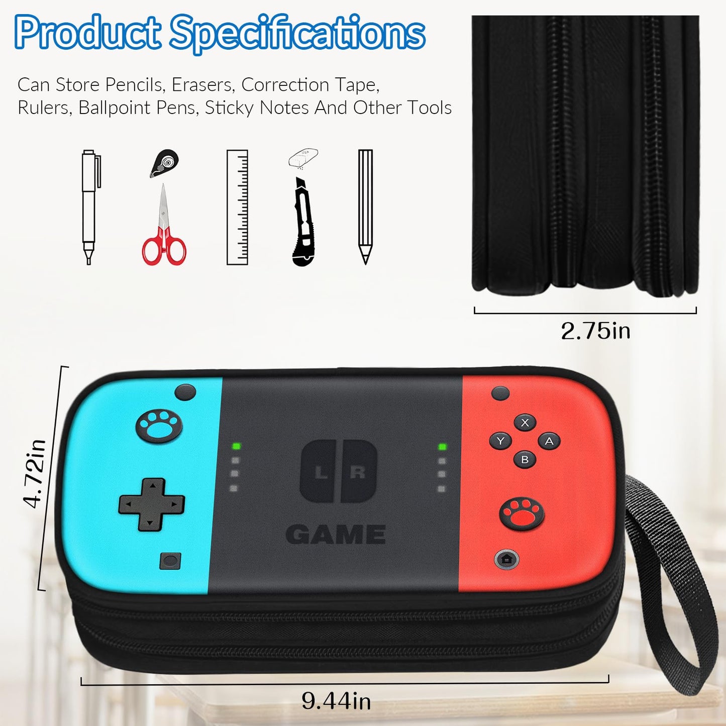 TILYTADLY Large Pencil Case for Boys - Boys Pencil Pouch with Zipper Compartments - Big Capacity Pen Box Gamer Pen Bag Organizer for Kids Teens School