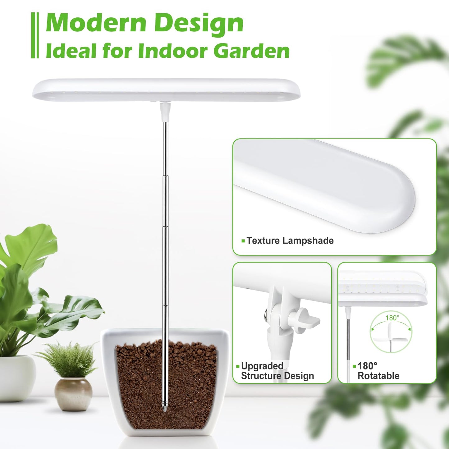 FOXGARDEN Grow Light, Full Spectrum LED Grow Lamp, Plant Lights for Indoor，Auto Timer 4/8/12H, 4 Dimmable, Height Adjustable 8.5"-24", Growing Lights 2 Pack