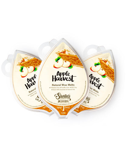 Shortie's Candle Company Apple Harvest Natural Soy Wax Melts 3 Pack - 3 Highly Scented 3 Oz. Bars - Made with 100% Soy and Essential Fragrance Oils - Phthalate & Paraffin Free, Vegan, Non-Toxic