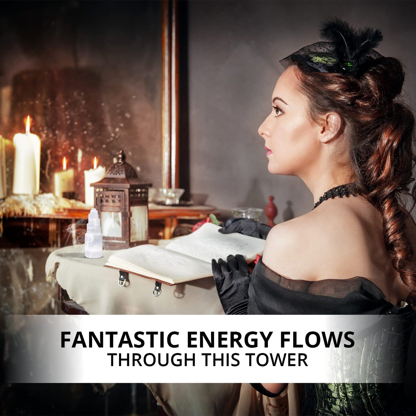 NORTHLANDZ Selenite Crystal Tower, 10cm Natural Healing and Meditation Crystals, Skyscraper Tower for Home Decor & Anxiety Relief, Ideal for Gift - White