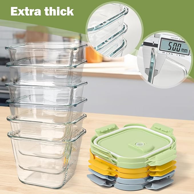 Glass Soup Containers with Lids 32 oz, 4 Cup Glass Storage Containers, Tall