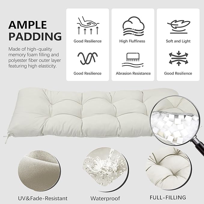 3 Pcs Wicker Chair Cushions Patio Loveseat Chaise Cushion Set