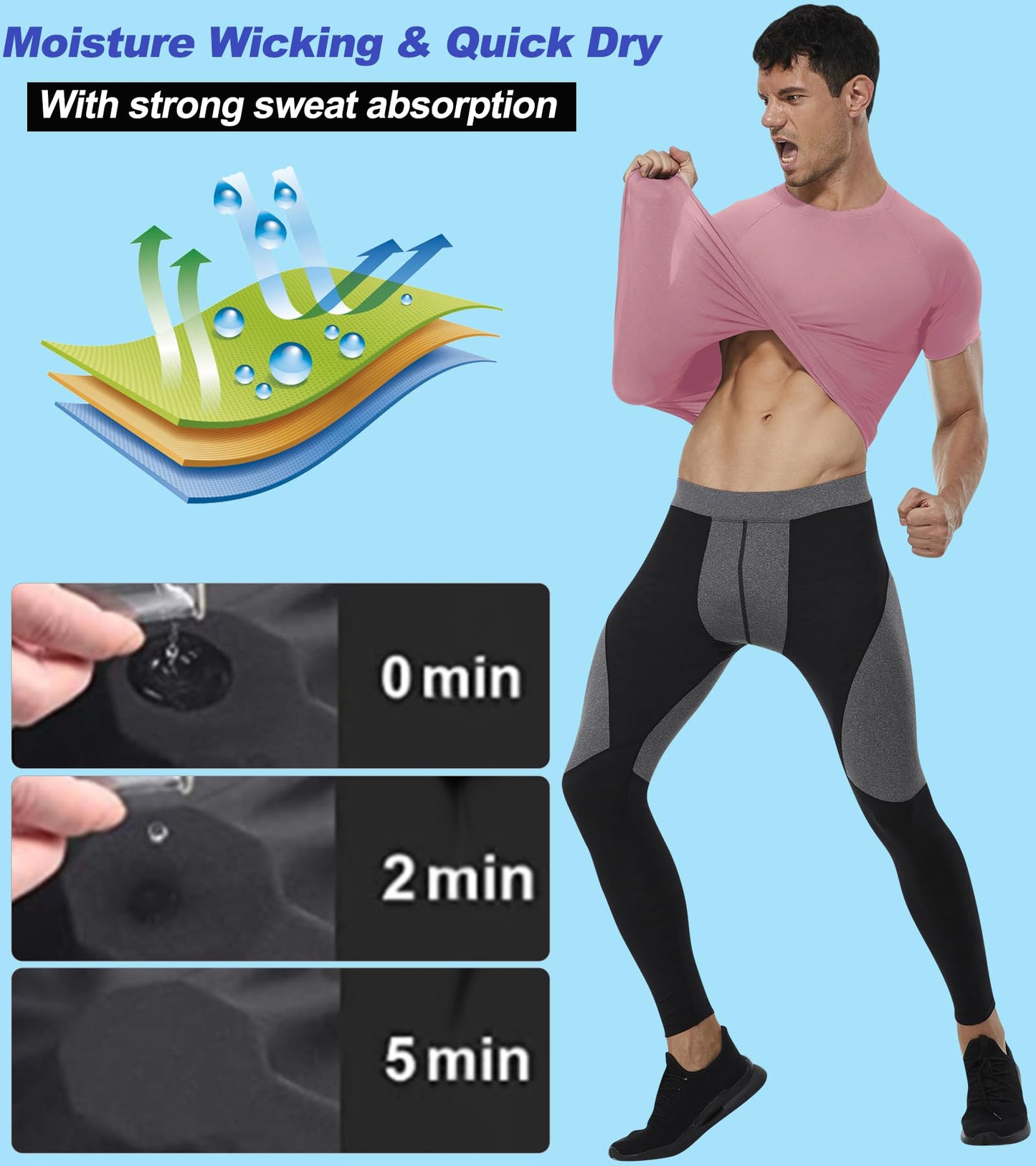 SPVISE Pink Compression Shirt Men Short Sleeve Workout T-Shirt Cool Dry Sport Undershirts for Running Gym Football Basketball